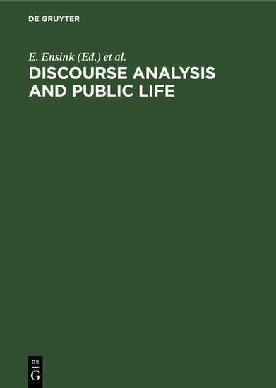 Discourse Analysis and Public Life main product photo