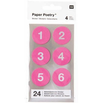 Adventskalender Sticker, Neon Pink, FSC Mix