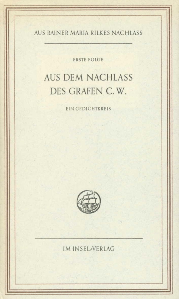 Aus dem Nachlaß des Grafen C. W main product photo