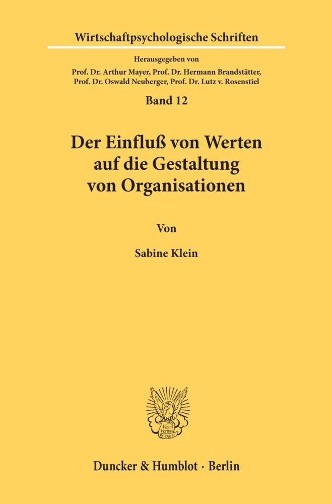 Der Einfluß von Werten auf die Gestaltung von Organisationen. main product photo