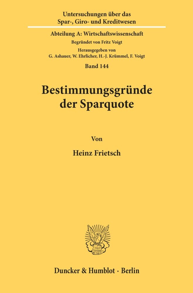 Bestimmungsgründe der Sparquote. main product photo