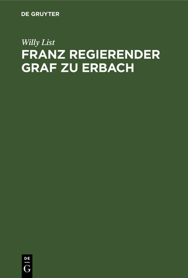 Franz regierender Graf zu Erbach main product photo