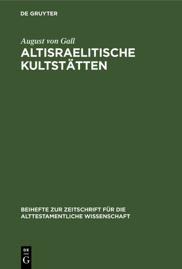 Altisraelitische Kultstätten main product photo