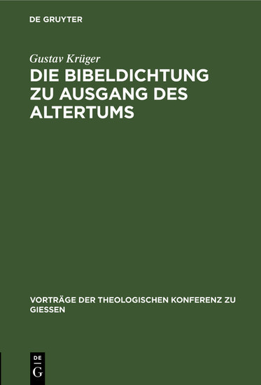 Die Bibeldichtung zu Ausgang des Altertums main product photo