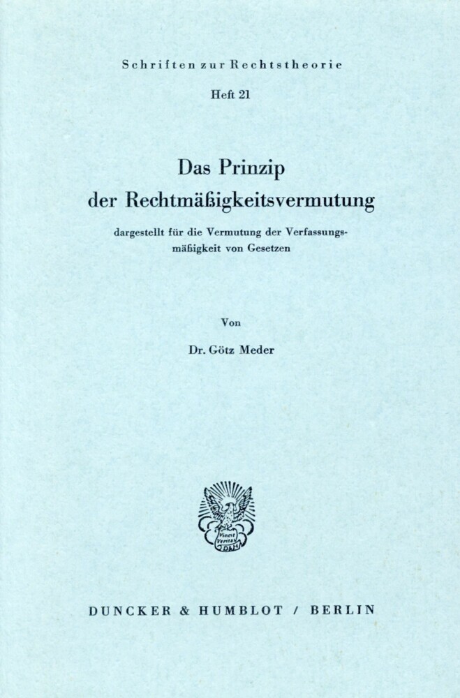 Das Prinzip der Rechtsmäßigkeitsvermutung, main product photo