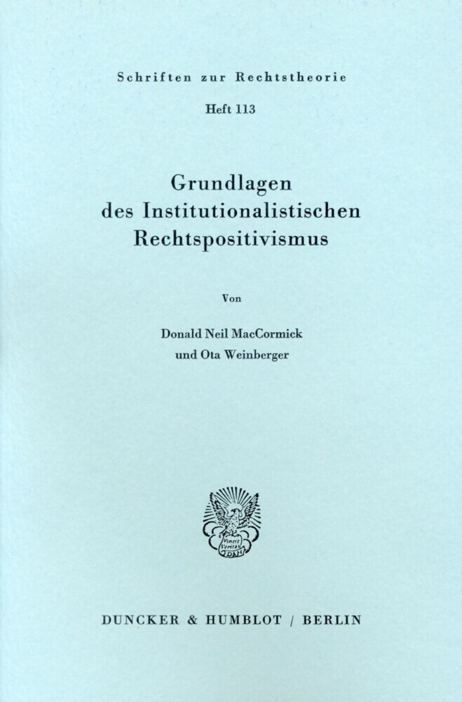 Grundlagen des institutionalistischen Rechtspositivismus. main product photo