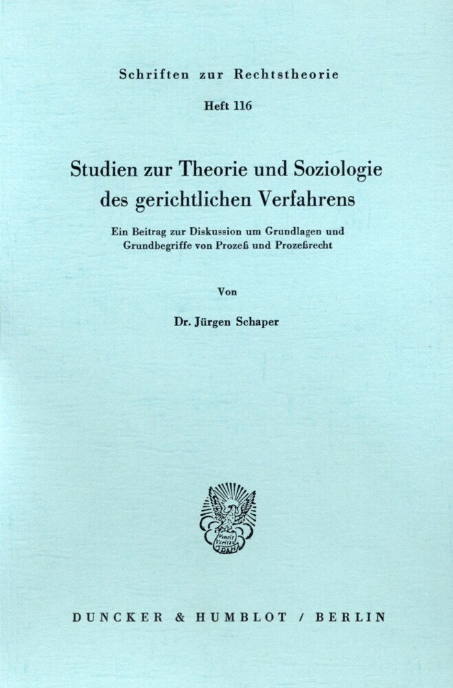Studien zur Theorie und Soziologie des gerichtlichen Verfahrens. main product photo