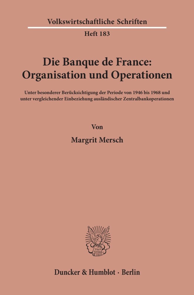 Die Banque de France: Organisation und Operationen. main product photo