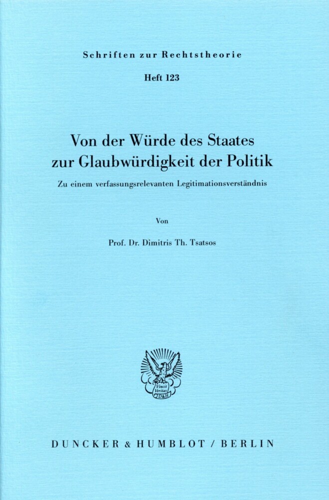 Von der Würde des Staates zur Glaubwürdigkeit der Politik. main product photo