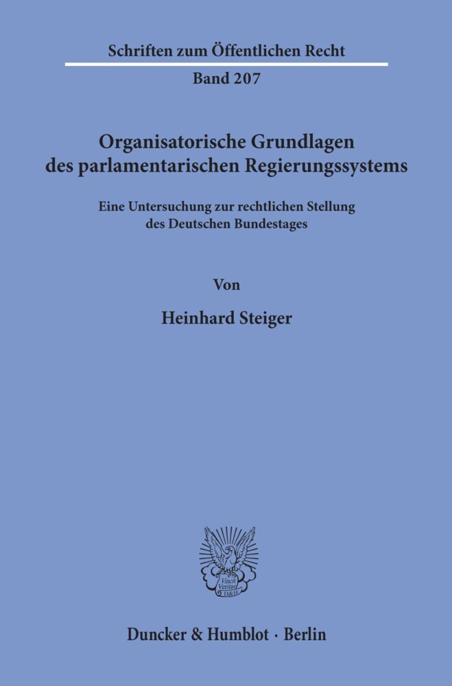 Organisatorische Grundlagen des parlamentarischen Regierungssystems. main product photo