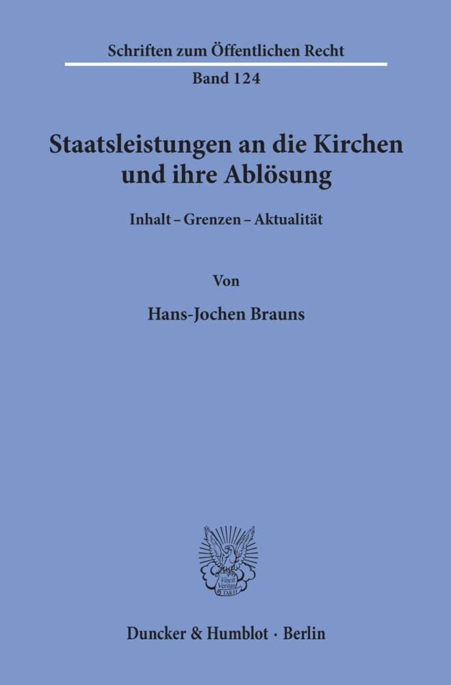 Staatsleistungen an die Kirchen und ihre Ablösung. main product photo