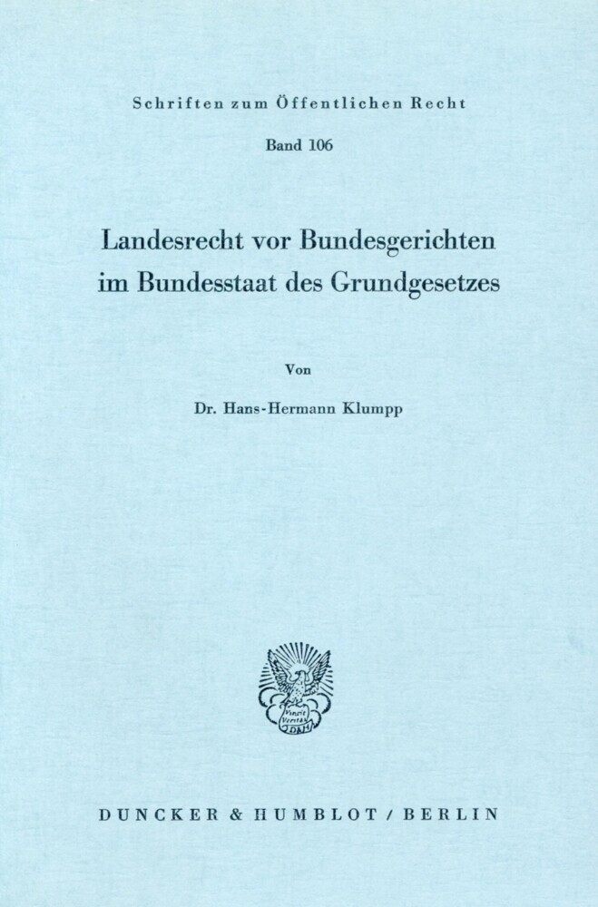 Landesrecht vor Bundesgerichten im Bundesstaat des Grundgesetzes. main product photo
