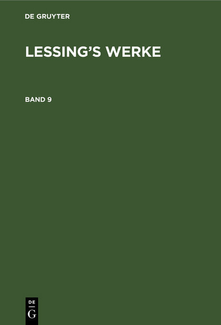 G. E. Lessing: Lessing's Werke. Band 9 main product photo