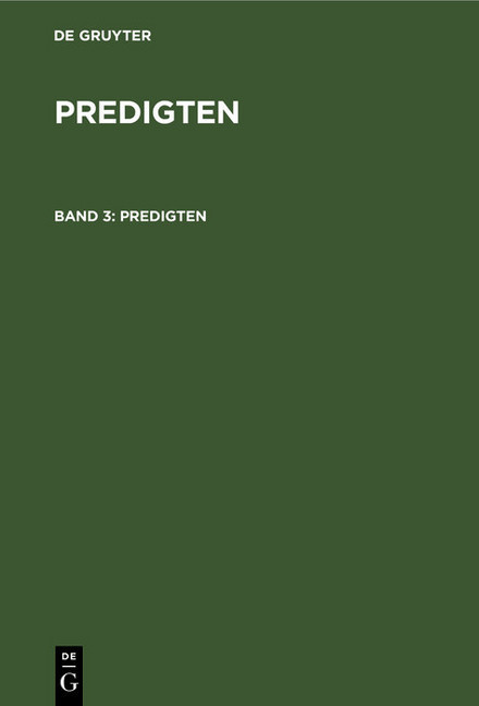 F. Schleiermacher: Predigten. Band 3 main product photo