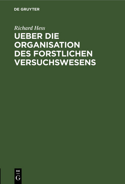 Ueber die Organisation des forstlichen Versuchswesens main product photo