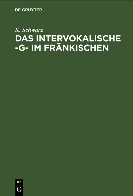 Das intervokalische -g- im Fränkischen main product photo