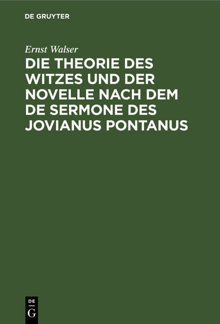 Die Theorie des Witzes und der Novelle nach dem de sermone des Jovianus Pontanus main product photo