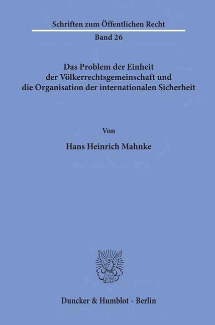 Das Problem der Einheit der Völkerrechtsgemeinschaft und die Organisation der internationalen Sicherheit. main product photo