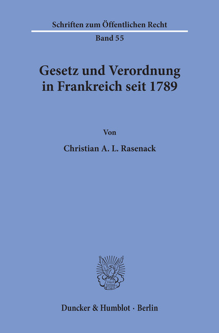 Gesetz und Verordnung in Frankreich seit 1789. main product photo