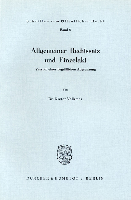 Allgemeiner Rechtssatz und Einzelakt. main product photo