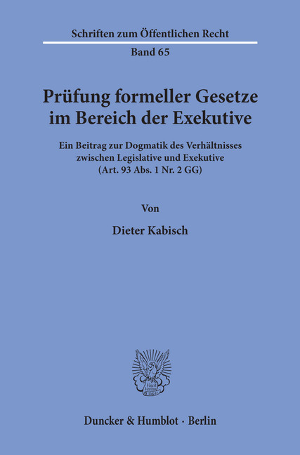 Prüfung formeller Gesetze im Bereich der Exekutive. main product photo