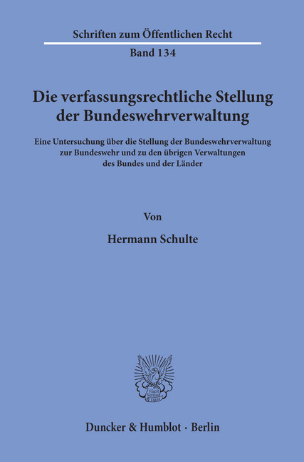 Die verfassungsrechtliche Stellung der Bundeswehrverwaltung. main product photo