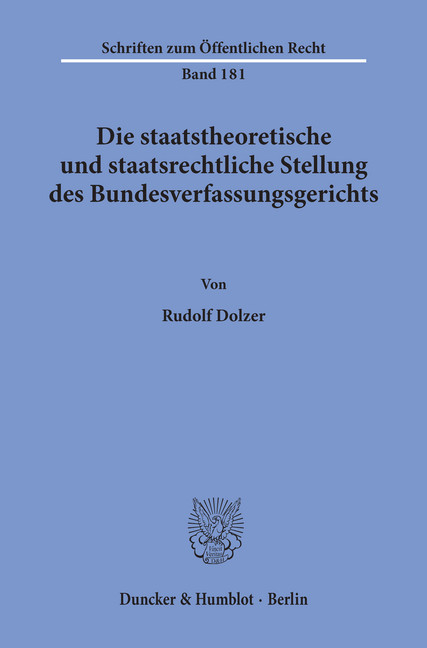 Die staatstheoretische und staatsrechtliche Stellung des Bundesverfassungsgerichts. main product photo