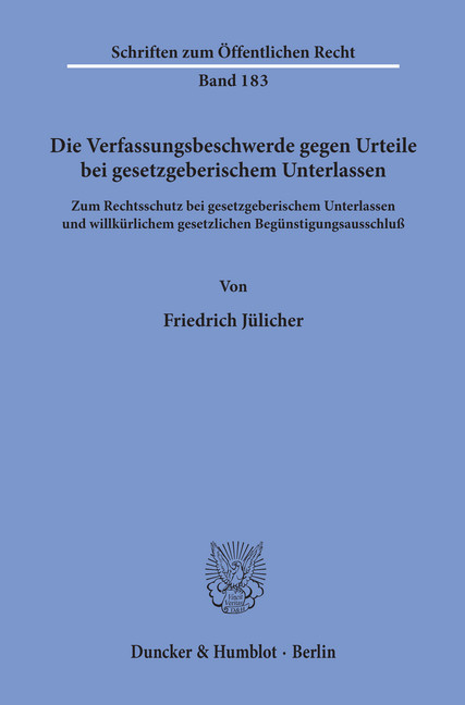 Die Verfassungsbeschwerde gegen Urteile bei gesetzgeberischem Unterlassen. main product photo