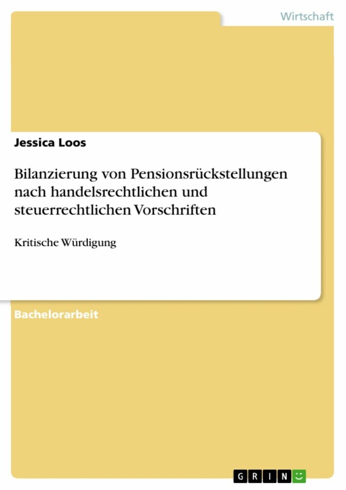 Bilanzierung von Pensionsrückstellungen nach handelsrechtlichen und steuerrechtlichen Vorschriften main product photo
