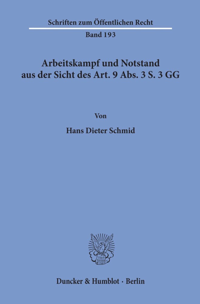 Arbeitskampf und Notstand aus der Sicht des Art. 9 Abs. 3 S. 3 GG. main product photo