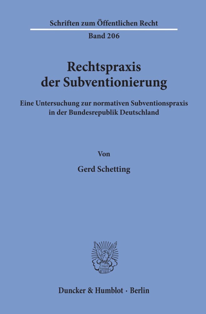 Rechtspraxis der Subventionierung. main product photo