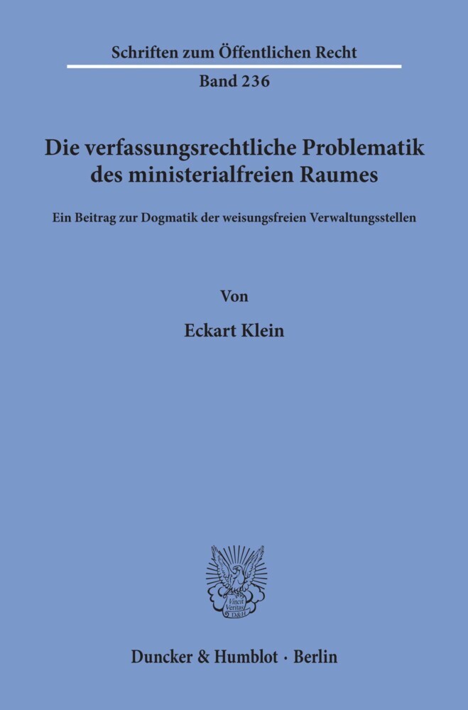 Die verfassungsrechtliche Problematik des ministerialfreien Raumes. main product photo