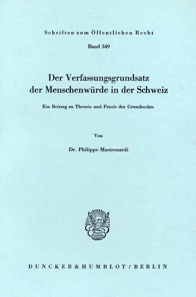 Der Verfassungsgrundsatz der Menschenwürde in der Schweiz. main product photo