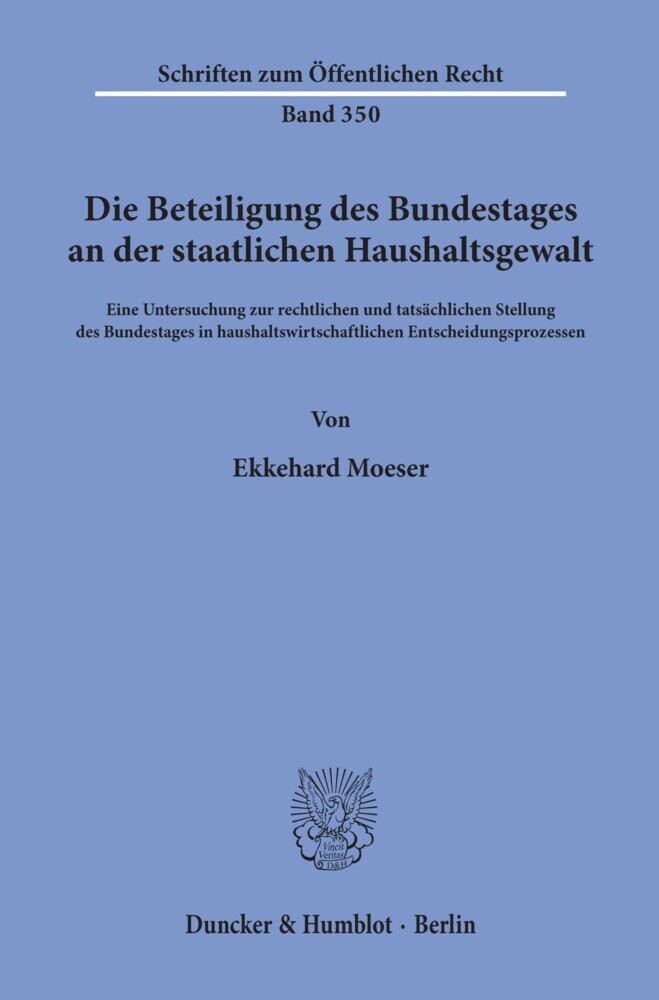 Die Beteiligung des Bundestages an der staatlichen Haushaltsgewalt. main product photo