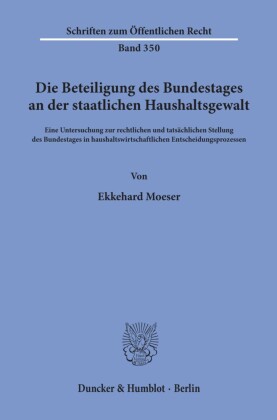 Die Beteiligung des Bundestages an der staatlichen Haushaltsgewalt.