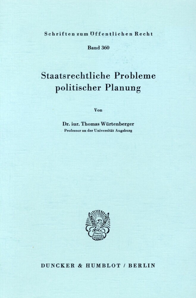 Staatsrechtliche Probleme politischer Planung. main product photo