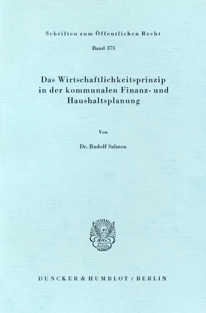 Das Wirtschaftlichkeitsprinzip in der kommunalen Finanz- und Haushaltsplanung. main product photo