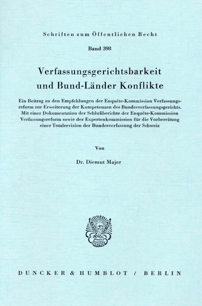 Verfassungsgerichtsbarkeit und Bund-Länder Konflikte. main product photo