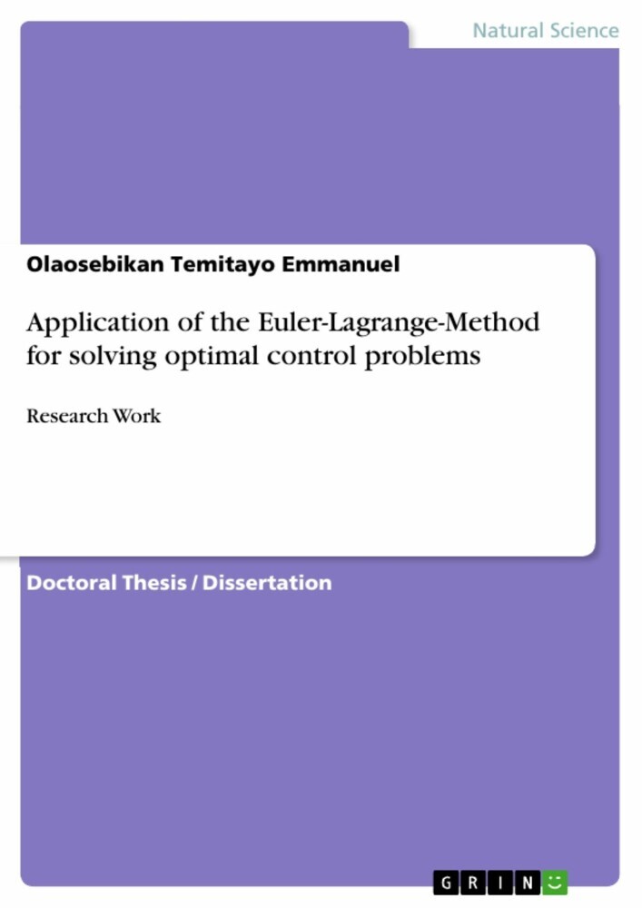 Application of the Euler-Lagrange-Method for solving optimal control problems main product photo