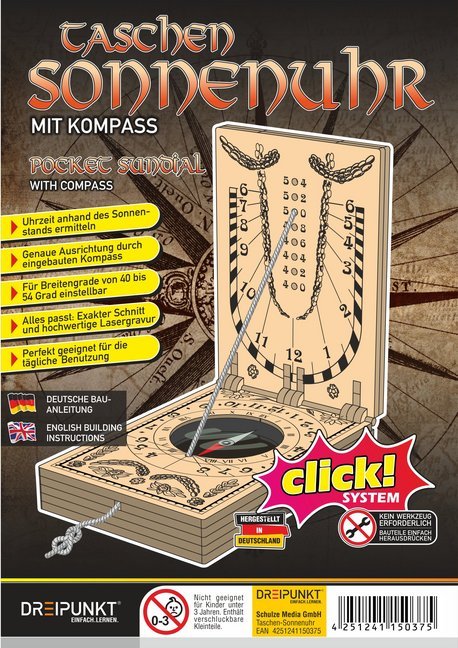 Taschen-Sonnenuhr mit Kompass / Pocket Sundial with compass main product photo