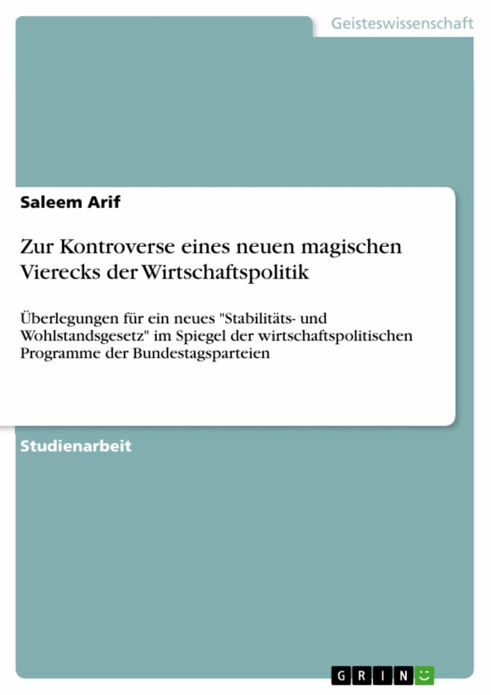 Zur Kontroverse eines neuen magischen Vierecks der Wirtschaftspolitik main product photo