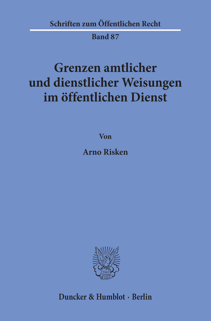 Grenzen amtlicher und dienstlicher Weisungen im öffentlichen Dienst. main product photo