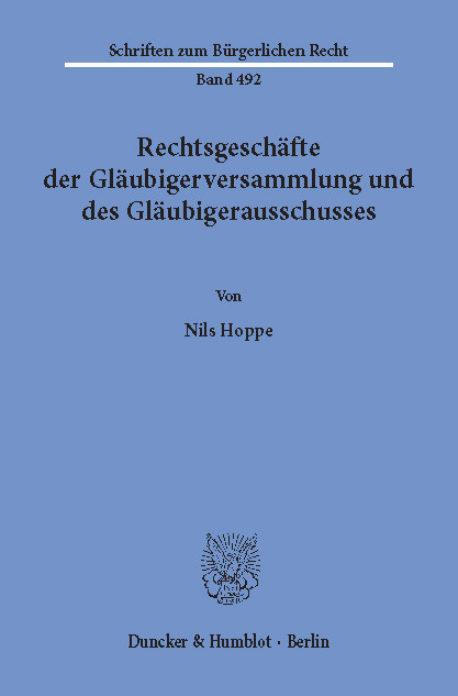Rechtsgeschäfte der Gläubigerversammlung und des Gläubigerausschusses. main product photo