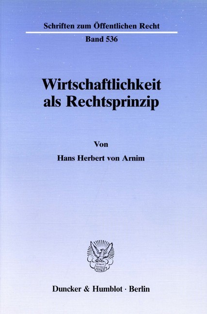 Wirtschaftlichkeit als Rechtsprinzip. main product photo