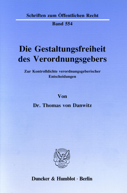Die Gestaltungsfreiheit des Verordnungsgebers. main product photo