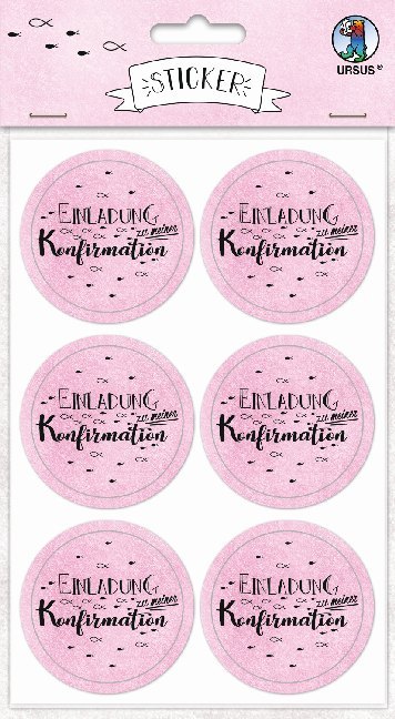 URSUS 24 Sticker "Einladung zu meiner Konfirmation", rosa main product photo