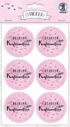 URSUS 24 Sticker "Einladung zu meiner Konfirmation", rosa