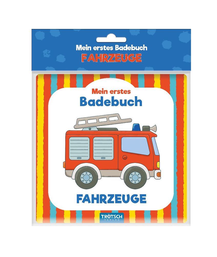 TRÖTSCH - Badebuch "Fahrzeuge" | Wasserfestes Badebuch mit liebevoll illustrierten Fahrzeugmotiven. Leuchtend buntes Badewannenbuch mit weichen Oberflächen zum Drücken und Knautschen | Ab 0 Monaten main product photo
