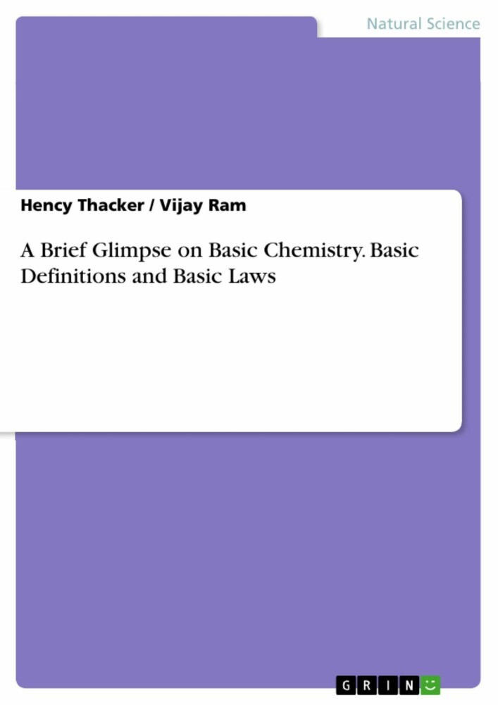 A Brief Glimpse on Basic Chemistry. Basic Definitions and Basic Laws main product photo