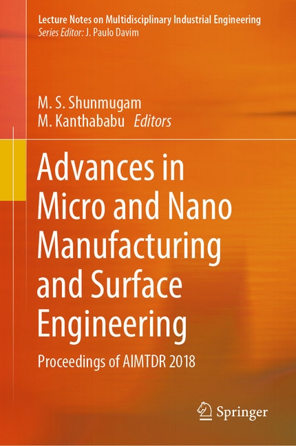Advances in Micro and Nano Manufacturing and Surface Engineering main product photo